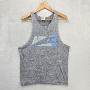 Vintage Nike Tank Top Shirt Large 19x27 Spell Out Split 80s Gray Tag USA Made